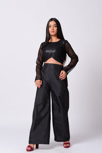 Squance Top With Belt Bottom Pant Set.