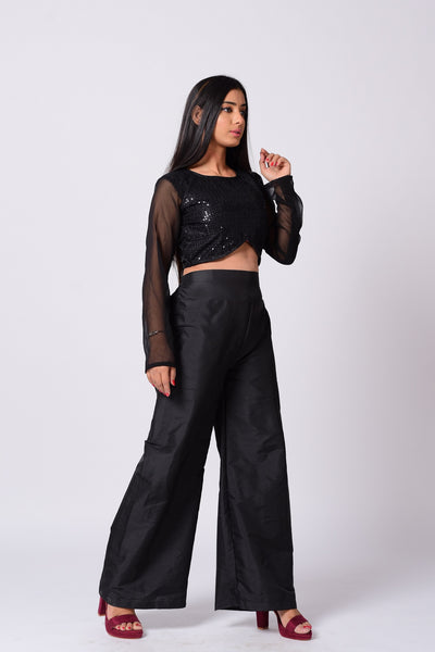 Squance Top With Belt Bottom Pant Set.