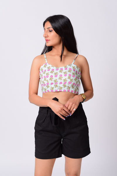 Floral Printed Top With High Waisted Shorts.