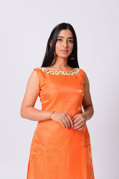 Tiger Orange Kurti With Sharara Set.